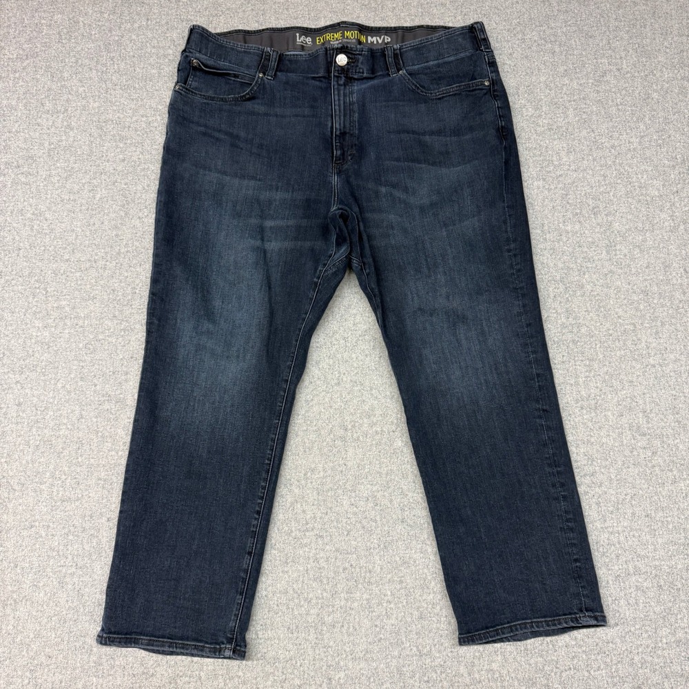 Lee Extreme Motion MVP Jeans 46 x 30 Dark Blue Relaxed Fit Straight Leg Stretch